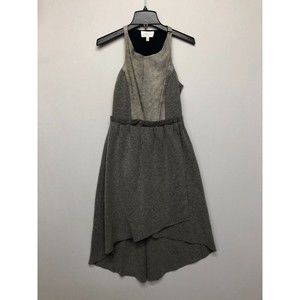 Joy Cioci Women Sleeveless Taylor Dress Merino Wool Leather Size 6 Gray B209 -27